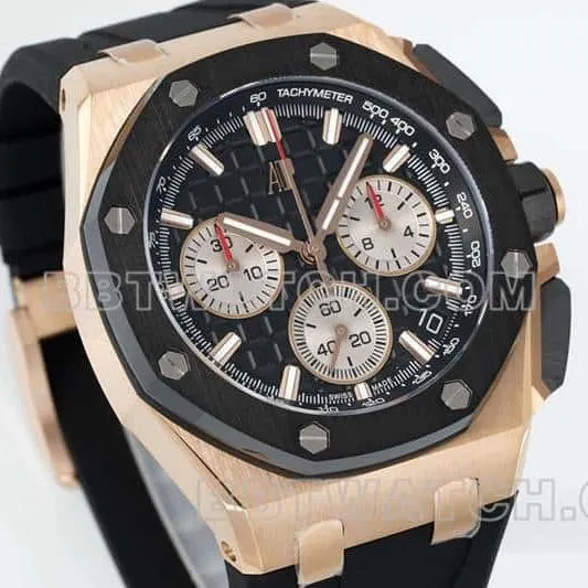 APS factory Audemars PiguetRoyal Oak offshore super cloneblack dialrose gold26420caseback live photo