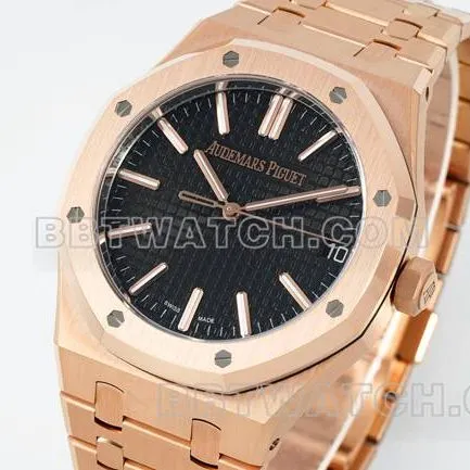 watch DDF factory Audemars PiguetRoyal Oakblack dialrose gold4302 mechanical 15510front live photo