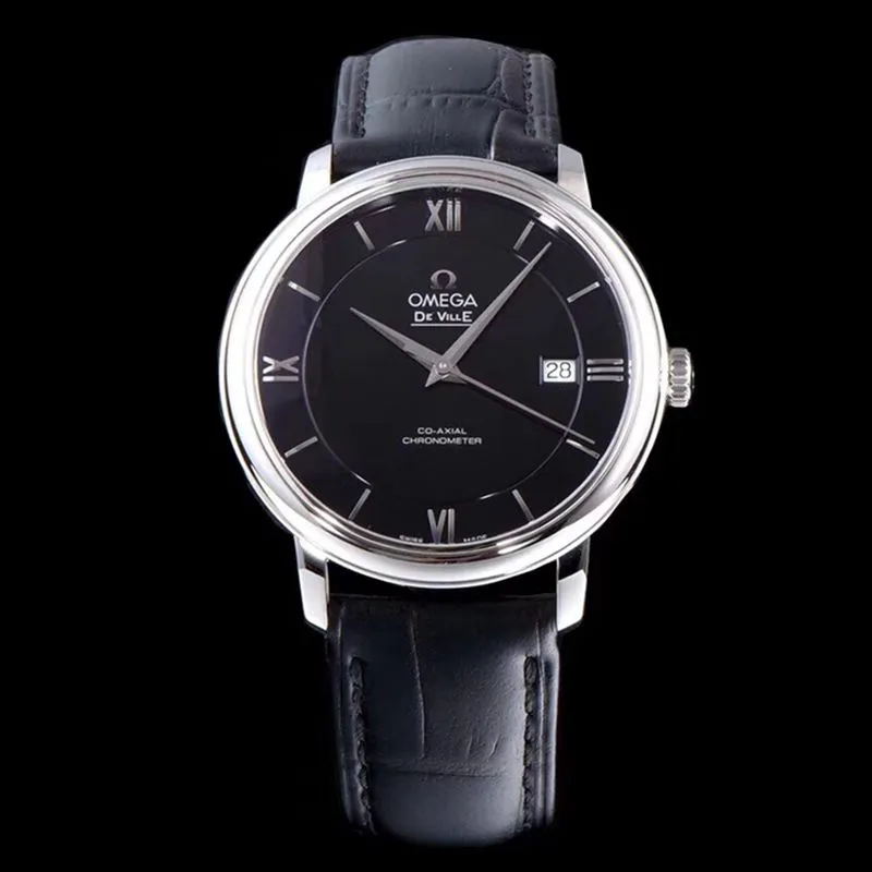 Omegareplica watch disc flying business series men's mechanical ultra-thin watch classic black hot model front view