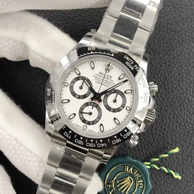 Rolextop-tier watch fully automatic movement men's white dialsteel bracelet watch side view