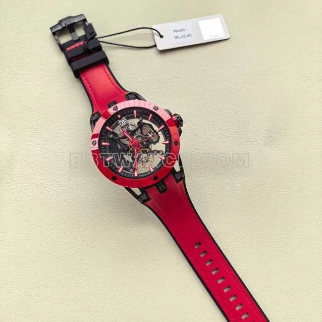 collectible watch Bentley BL-62 peak red rubber braceletfront live photo