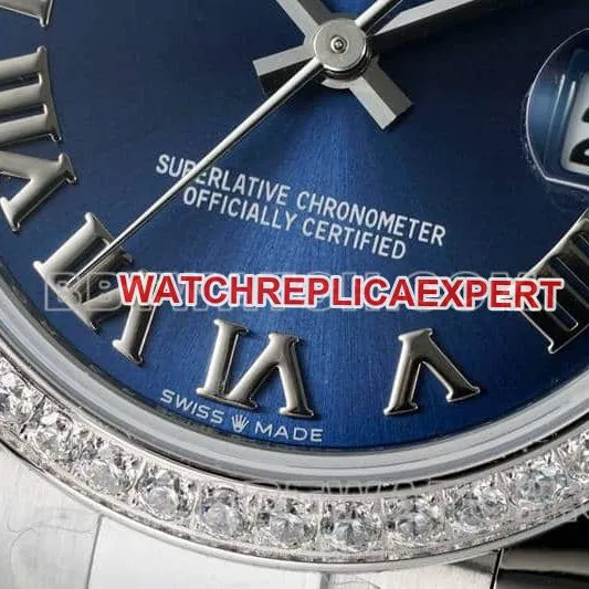 ARF FactoryRolex log top-tier replicablue dialdiamond bezel Roman numerals 31mm three-lattice chain link 278384front live photo
