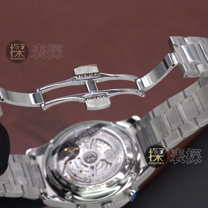 zf factory Portuguese IWC1:1replica watch white dialchronographsteel bracelet front view