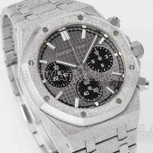 APS factory Audemars PiguetRoyal Oaktop-tier 1:1super gray plate chronograph frost gold 26240front live photo