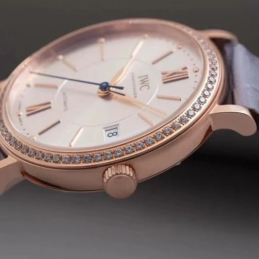 Front view of IWCreplica's masterpiece women's model Portofino, extremely elegant top-tierladies' watch