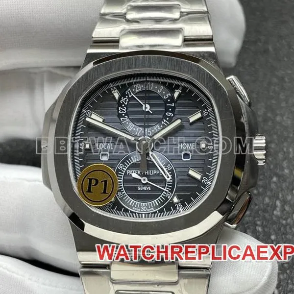 Patek Philippe Top collectible watches Sport Elegant Blue Plate Mechanical Steel Strap Models 5990 Front Actual Photos