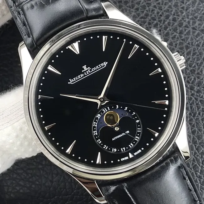GF Factorytop-tier watch Jaeger-LeCoultre men's black dial black belt master series automatic movementleather strap watch clasp picture
