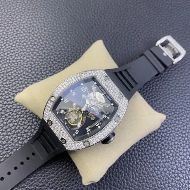 top-tier watch Richard TourbillonRM001top-tier Moissanite machine full diamond mechanical men's watch front view