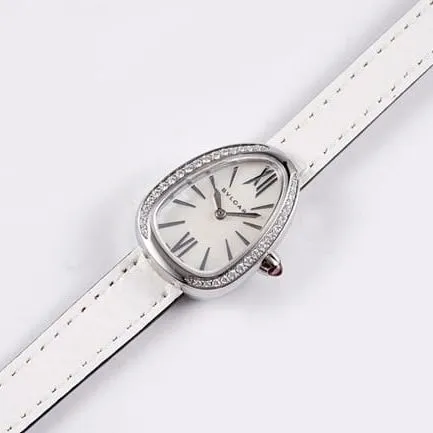 BV factory top-tier watch BvlgariquartzSerpenti series women's white dialleather strap watch side view