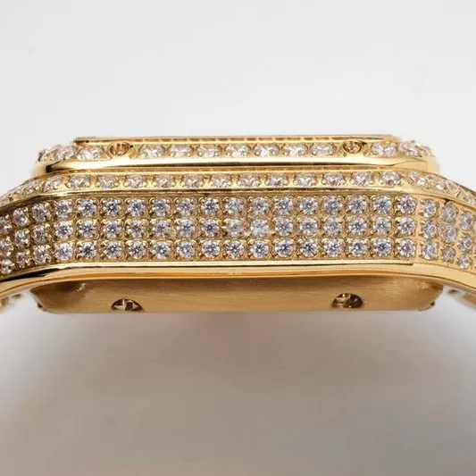 Cartiertop-tier watch cheetah diamond series ladies yellow gold mechanical steel bracelet watch front view