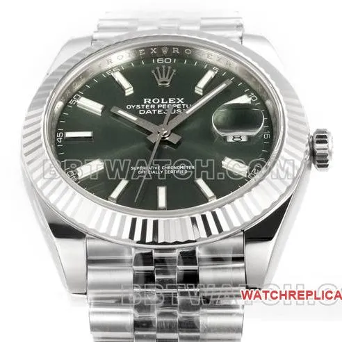 collectible watch JF factory log Rolexgreen dial3235 mechanical 41mm front live photo