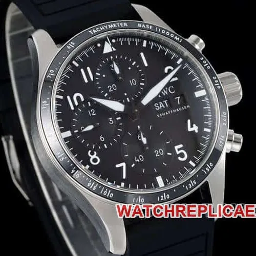 BLSIWC watch pilot super cloneblack dialchronograph rubber model IW388305braceletlive photos