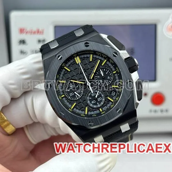 Audemars Piguet collectible watch LS factory Royal Oak offshore type 43MM black dialchronograph mechanical rubber model 26420caseback live photo