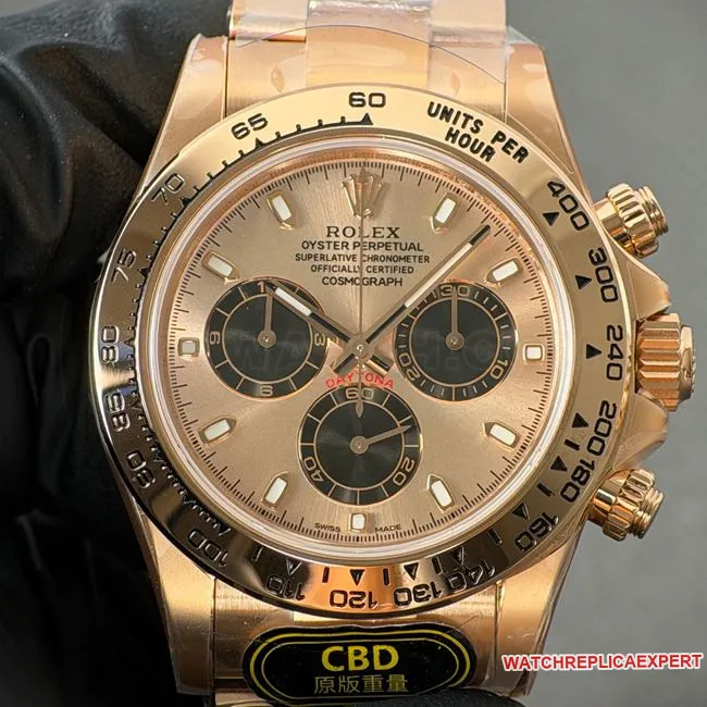 1:1replica watch RolexCBD factory Daytonarose gold case rose gold plate 4130front live photo