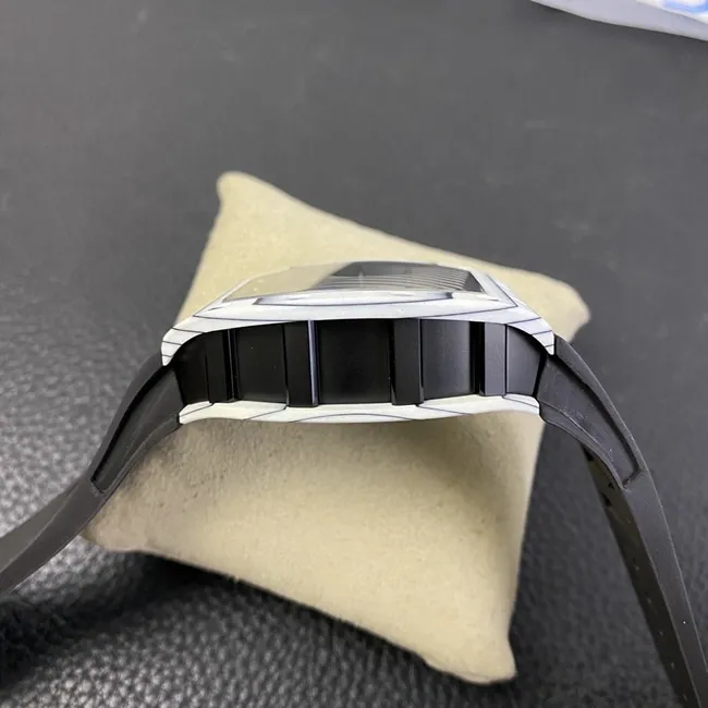 JB factory top-tier watch Richard Mille skull real tourbillon automatic movement men's black dialrubber strap watch front view