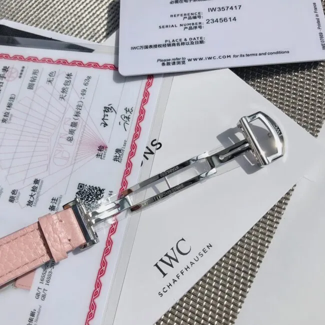 top-tier replicaIWCIW357417 Portofino series peach pink special edition size 34mm ladies watch front view