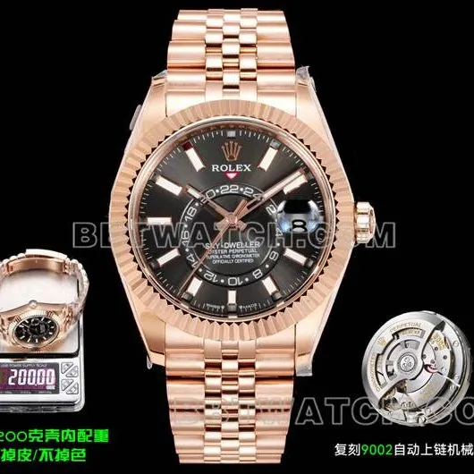 top-tier watch AR+ factory Rolex Navigator black dial mechanical rose gold steel braceletfront live photo