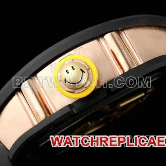 Richard Mille men's smiley tourbillon black shell black rubber RM 88front live photo