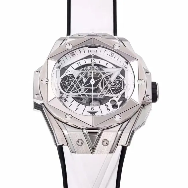 top-tiersuper cloneBBFHublot watch brand new Hublot most popular white steel model front view