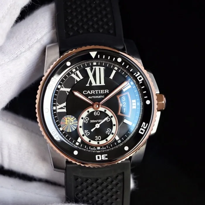 Top-tier watch Cartier men's blue dial Kalibo series automatic movement watch front view