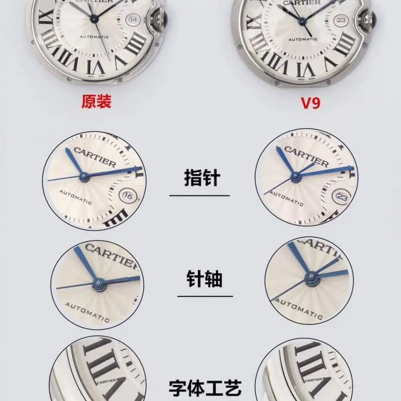 V9Cartier blue balloon large W69016Z4replica watch genuine and fake comparison review front view