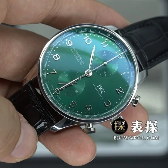 ZF FactoryIWC Portugal top-tier watch green dial silver needle leather strap model pictures and prices front live photo