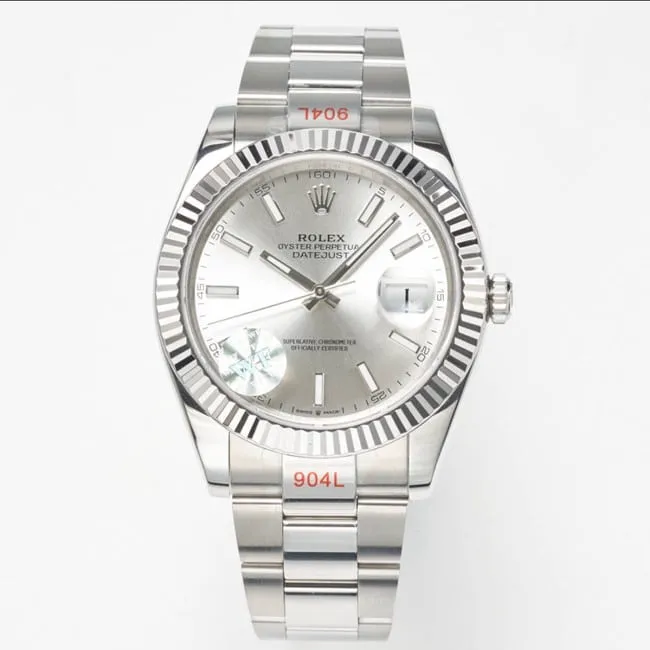 WF factory top-tier replicaRolex41mm log series silver dialsteel bracelet watch clasp picture