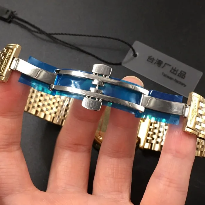 top-tier watch Longines couple watch gold plate gold belt Jialan series quartzsteel bracelet watch front view