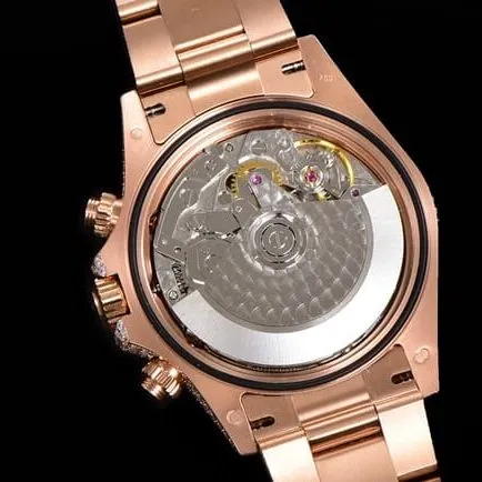 Top Rolex Cosmograph Daytona full diamond 40 series men's gold dial gold band mechanical watch front view