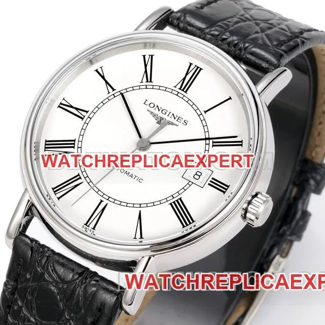 Longinestop-tier watch XC factory elegant 40mm white dialL888 mechanical movementleather strap model front live photo