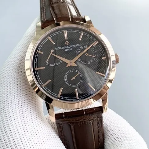 TWS factory top-tier replicaVacheron Constantinreplica watch men's black dial brown belt inheritance series mechanical leather strap round watch bracelet picture