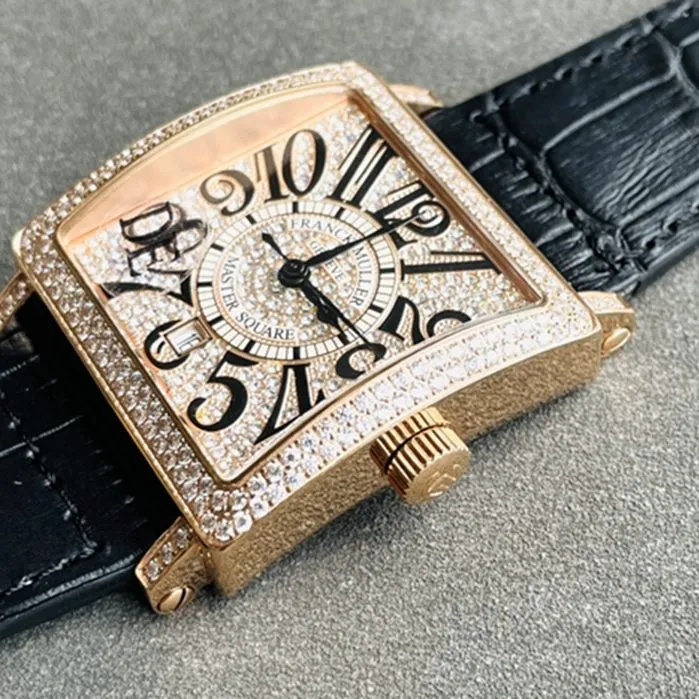 Top collectible watches Frankmuller Men's Gold Plate Full Star Series Belt Watch Front View