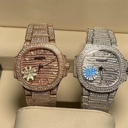 GR factory Patek Philippe71181:1top-tier watch ladies pavé diamond plate steel bracelet model pictures and prices front live photo