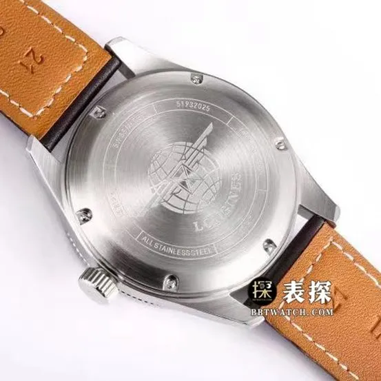 Sports Longines1:1replica watch black dialleather strap model L3.812.4.53.2caseback live photo