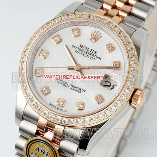 ARF FactoryRolex log 1:1super diamond bezel31mm intergold five-lattice chain link278381side live photo