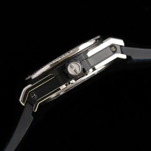 top-tier watch Hublot series tattoo OEM1:1 open mold white steel blue dial full diamond men's mechanical watch front view