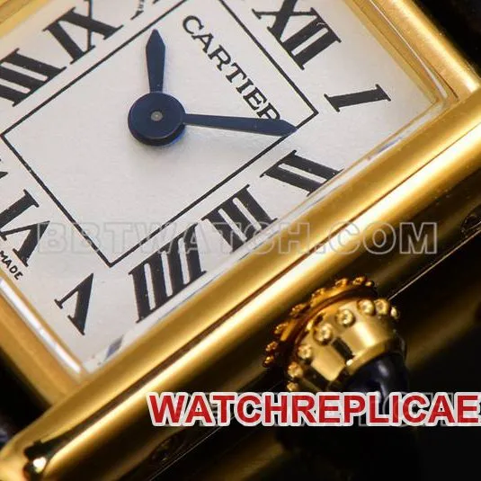 Cartier watch F1 factory tank white dialyellow gold case leather strap model front live photo