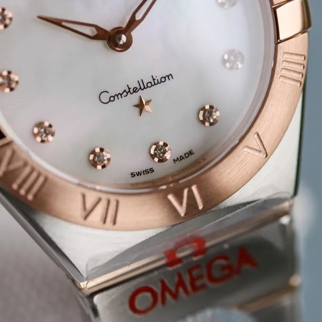TW factory top-tier replicaOmega watch constellation series quartz women's white dialsteel bracelet watch front view