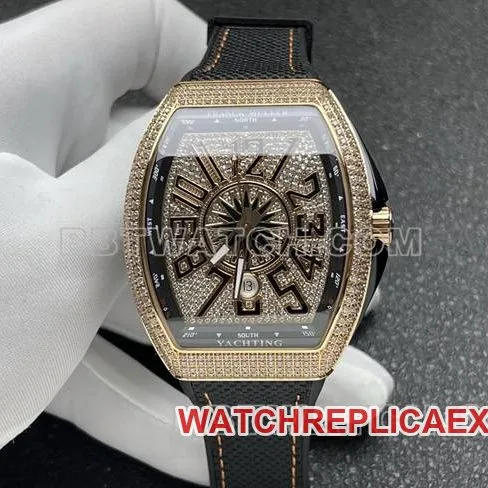 top-tier watch V45 Franck Muller ABF factory diamond plate gold diamond case leather braceletfront live photo