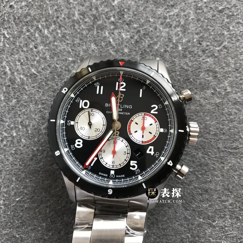 BL factory Breitling Legend Aviation top-tier watch men's black panda plate steel bracelet model pictures and prices front live photo