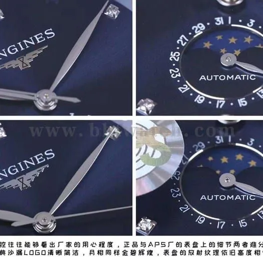 APS factory Longinestop-tier watch master series L2.909.4.97.6moon phase comparison Genuine evaluation logo comparison chart