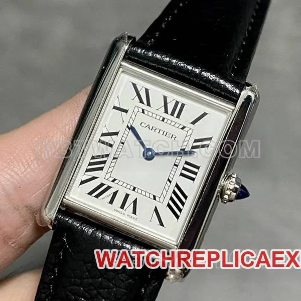 Cartier1:1replica watch DR factory tank white square dialleather strap model braceletlive photos