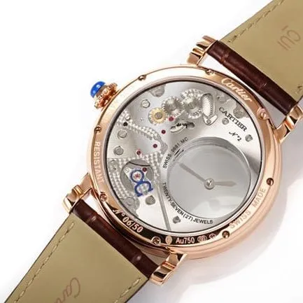 top-tier watch Cartier men's white dial brown belt fully automatic movementleather strap watch clasp picture