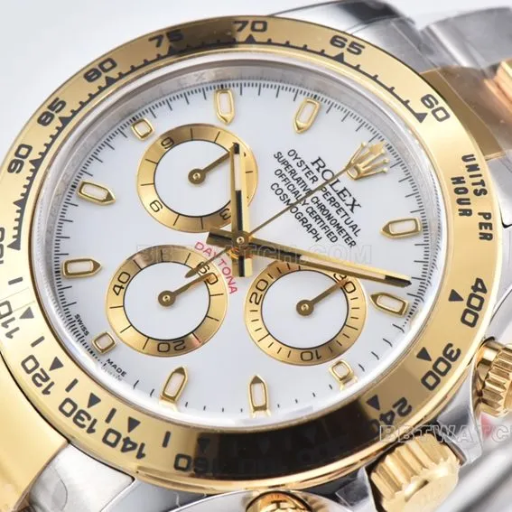 C Factory Rolex Daytona1:1top-tier replicawhite dial gold steel bracelet model m116503-0001front live photo