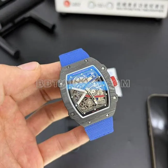 Richard Mille men's top-tier watch hollow plate black shell mechanical RM67-02caseback live photo