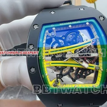 Richard Milletop-tier watch R factory hollow plate black rubber model RM061caseback live photo