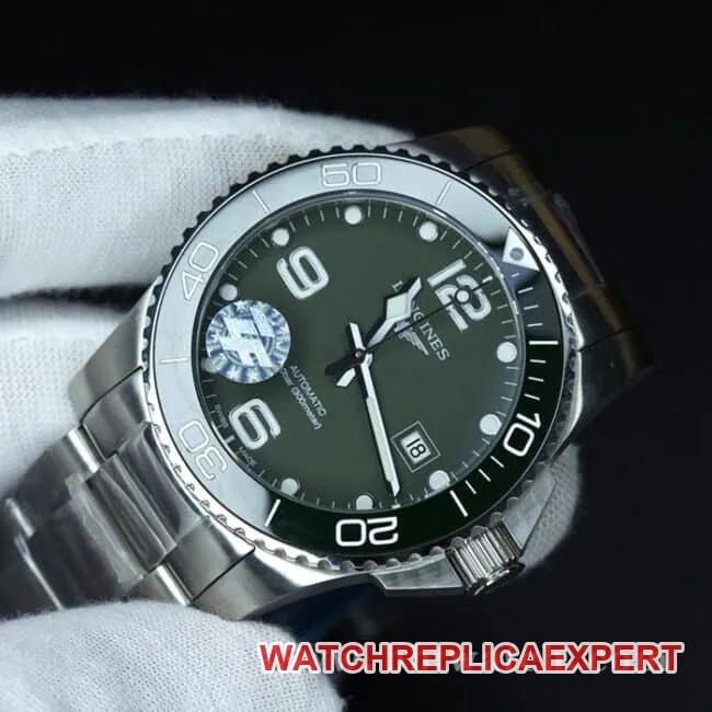 ZF FactoryLonginestop-tier watch Concas green men's black dialsteel bracelet fully automatic movement watch front view