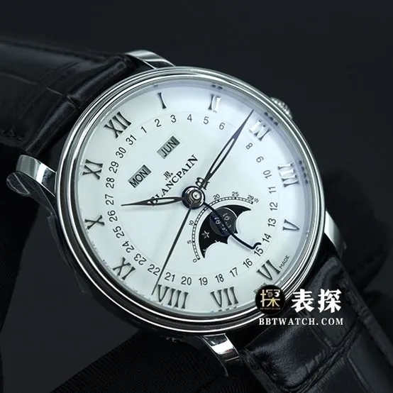 OM Factory Blancpain classic 66541:1super watch men's moon phasewhite dialleather strap model pictures and prices front live photo