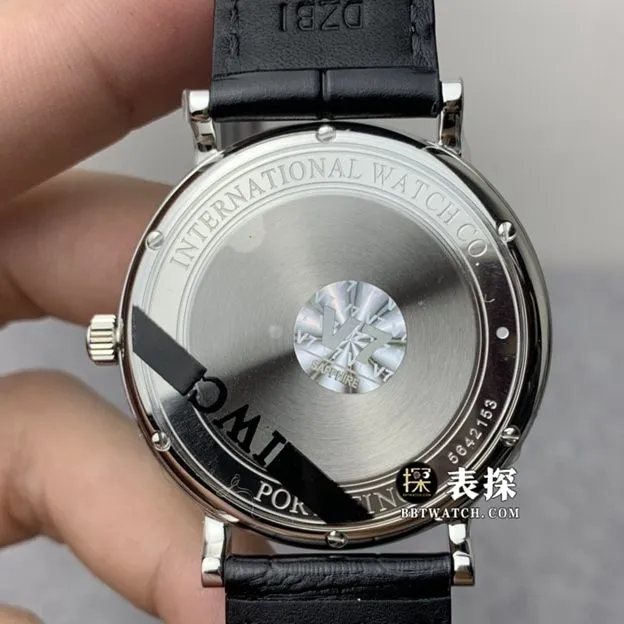 V7 factory IWC watch Portofino watch men's silver white dialleather strap model picture and price caseback live photo
