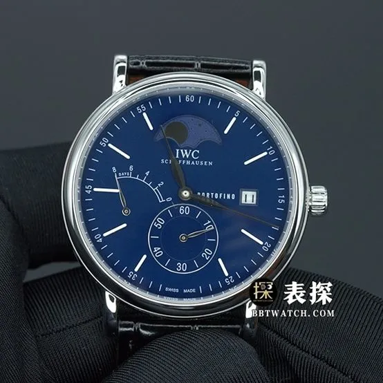 TWA Portofino IWC1:1replica watch blue dialleather strap buckle live photos